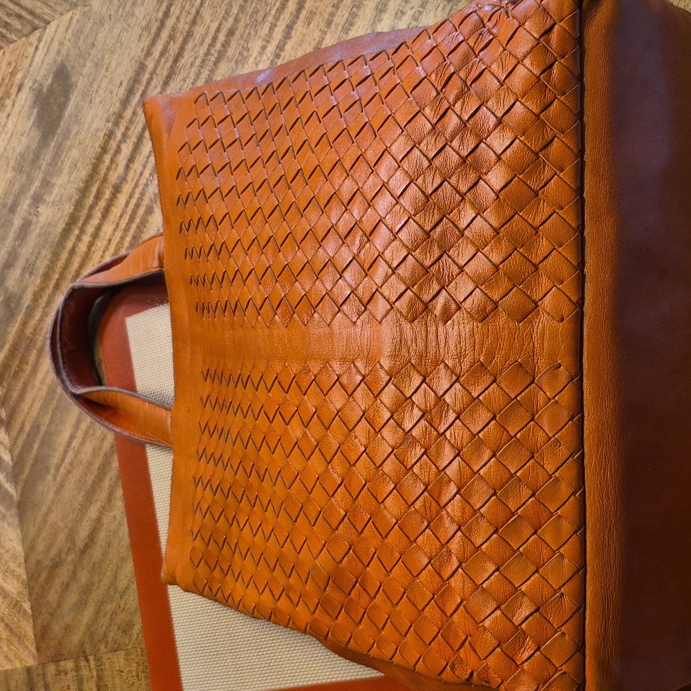 Bottega Veneta Persimmon Intrecciato Woven Leather Tote With Blue Suede Interior - Picture 7 of 14